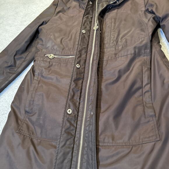 Michael Kors Women's Dark Chocolate Brown Long Hooded Fur Parka SZ-M Medium - Picture 4 of 10